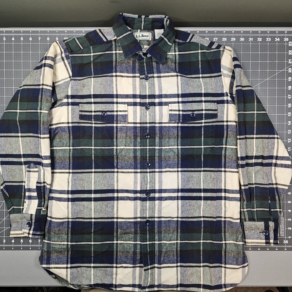 Vintage LL Bean Flannel Shirt Mens Medium Plaid Heavyweight Tartan Workwear 90s